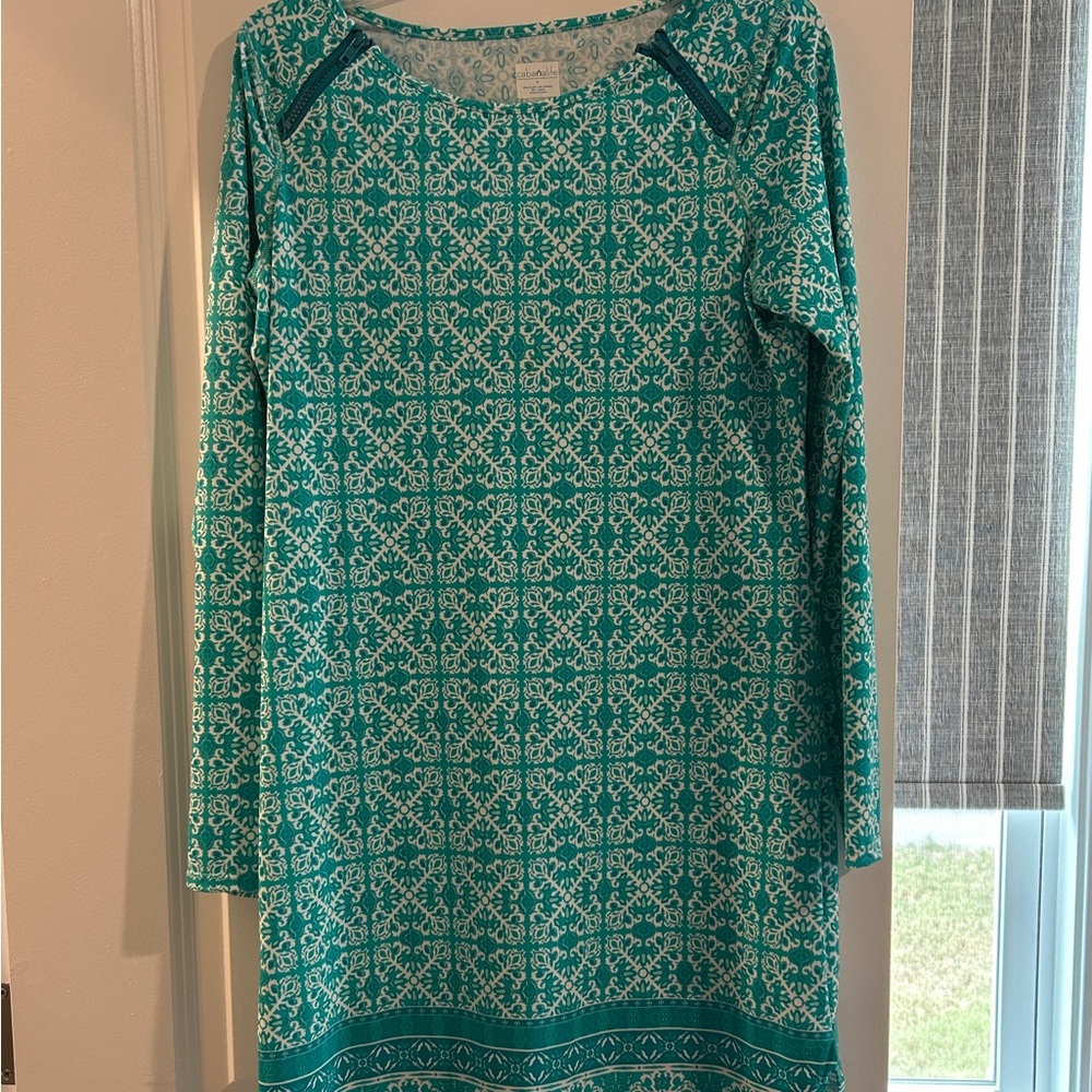Cabana Life XL  Teal Patterned Dress